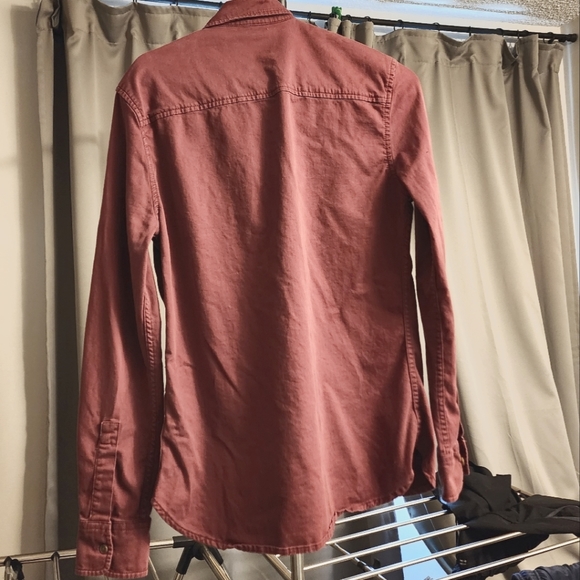 Top man men's casual long sleeve maroon shirt S - Picture 2 of 3